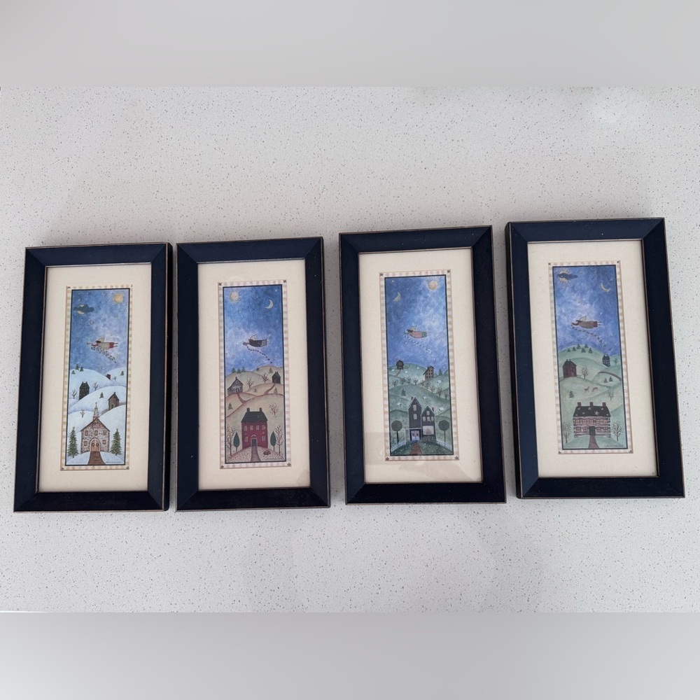 Set of 4 Framed Folk Art